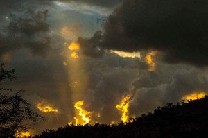 The play of light on remnants of storm clouds