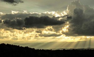 Great rays of waning sunlight
